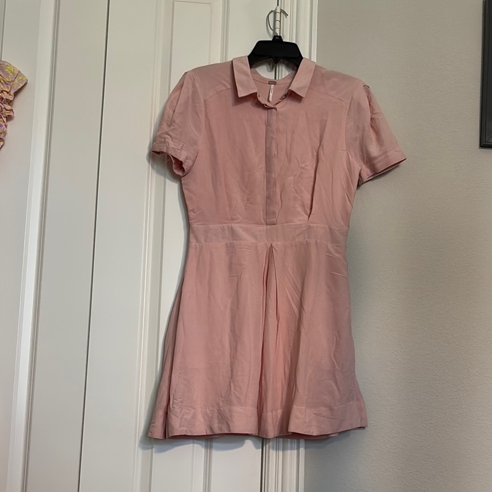 Free People Orange A-Line Mini Dress with Peter Pan Collar